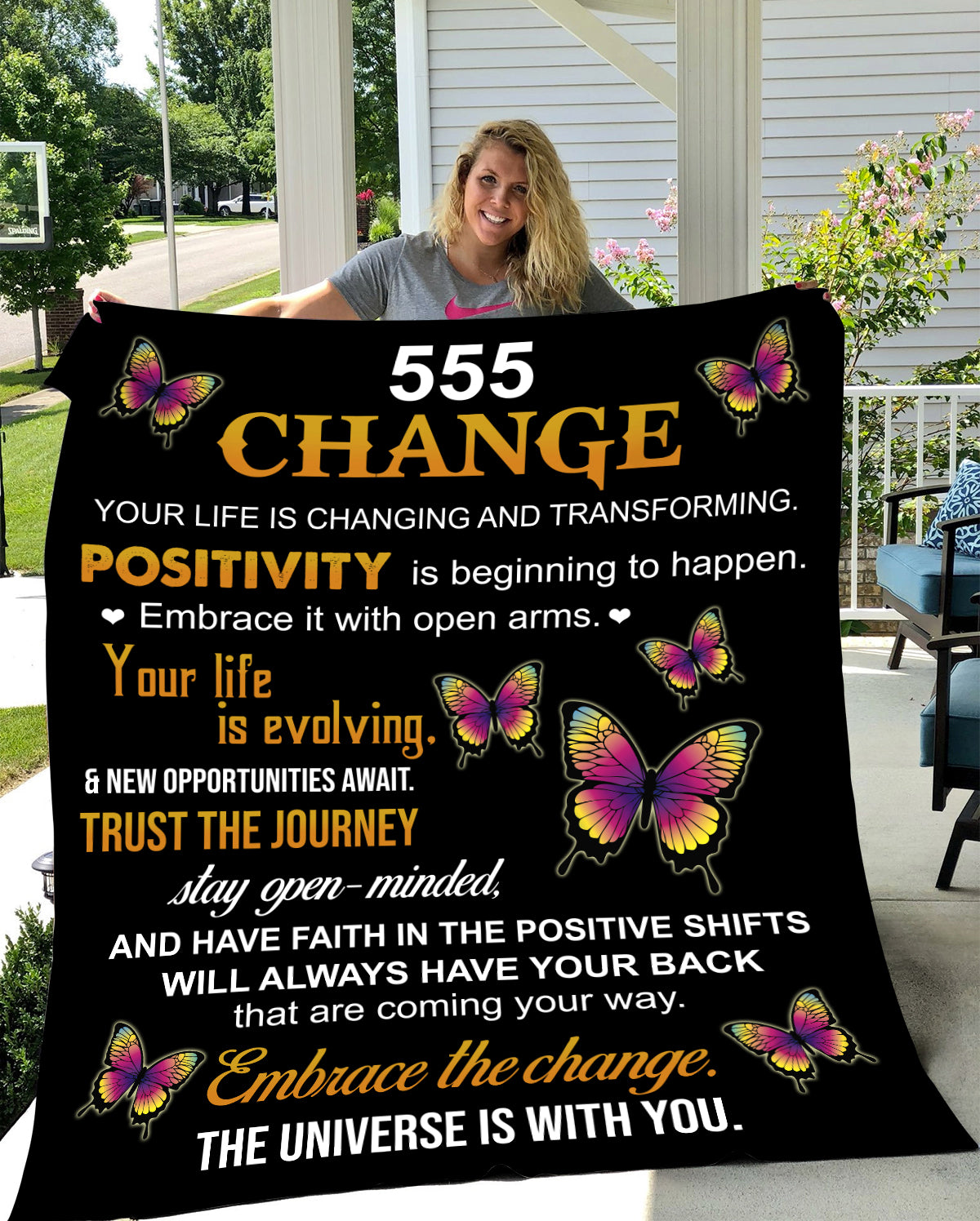 555 Angel Number Fleece Blanket- Change Blanket: Embrace Transformation 50x60