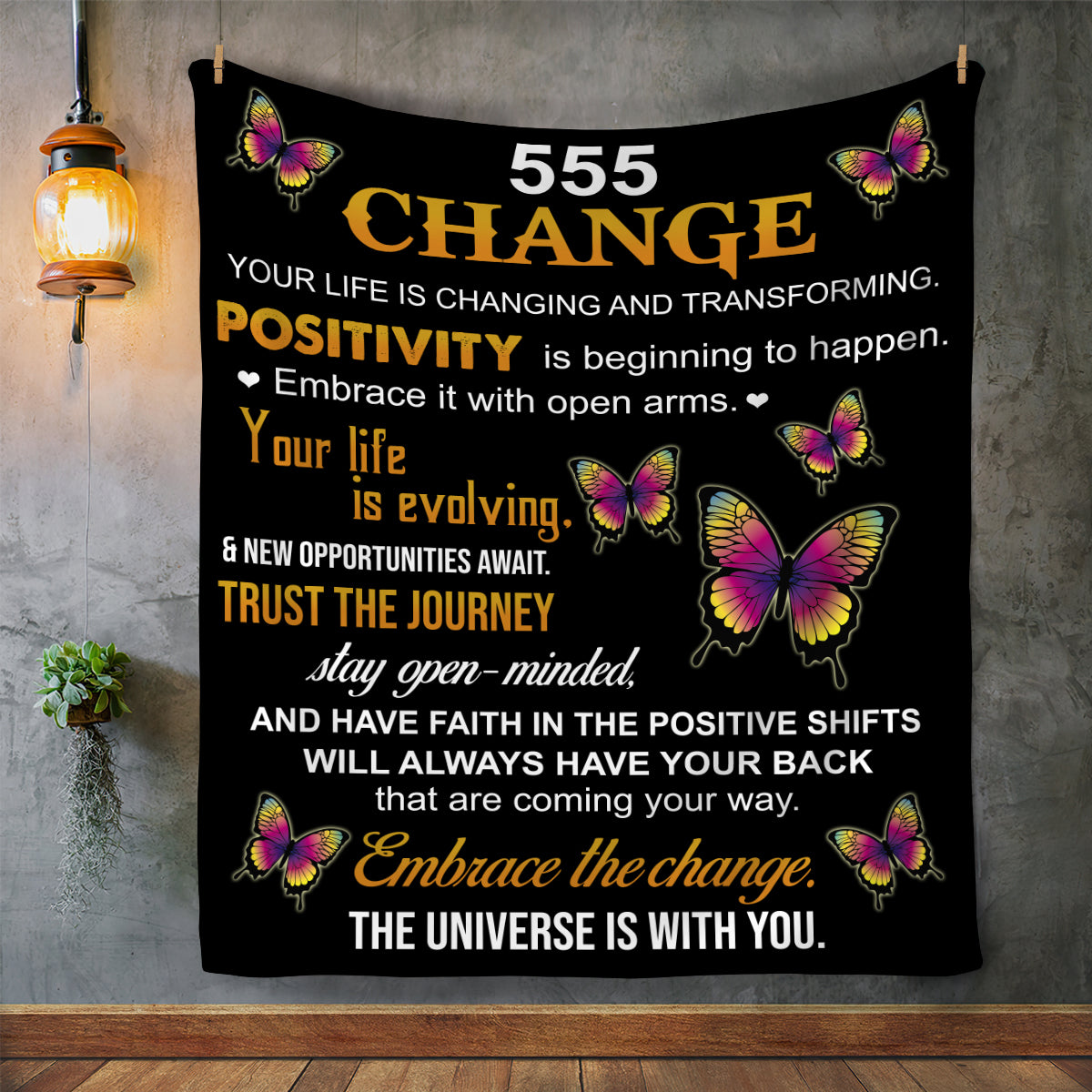 555 Angel Number Fleece Blanket- Change Blanket: Embrace Transformation 50x60