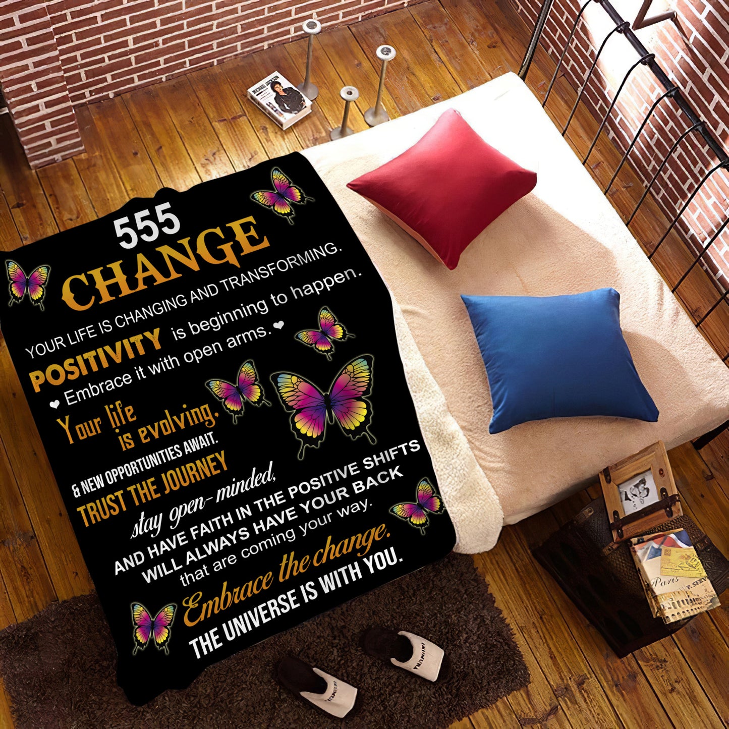 555 Angel Number Fleece Blanket- Change Blanket: Embrace Transformation 50x60