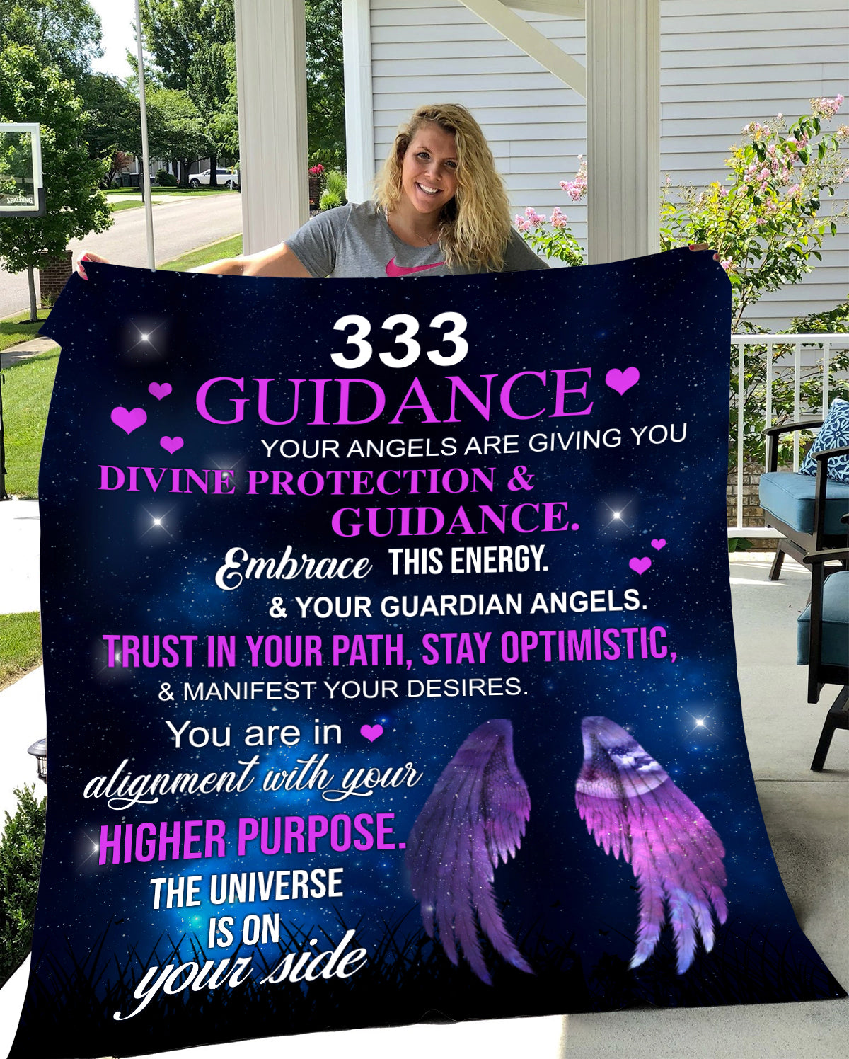 333 Angel Number Fleece Blanket-Signifies divine guidance and unwavering support, indicating a strong connection with your guardian angels 50x60