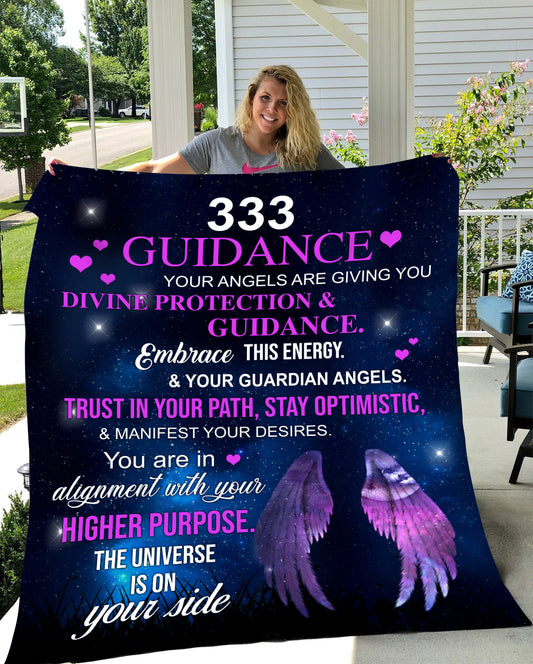 333 Angel Number Fleece Blanket-Signifies divine guidance and unwavering support, indicating a strong connection with your guardian angels 50x60