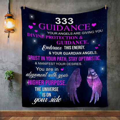 333 Angel Number Fleece Blanket-Signifies divine guidance and unwavering support, indicating a strong connection with your guardian angels 50x60