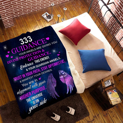 333 Angel Number Fleece Blanket-Signifies divine guidance and unwavering support, indicating a strong connection with your guardian angels 50x60