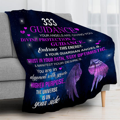 333 Angel Number Fleece Blanket-Signifies divine guidance and unwavering support, indicating a strong connection with your guardian angels 50x60