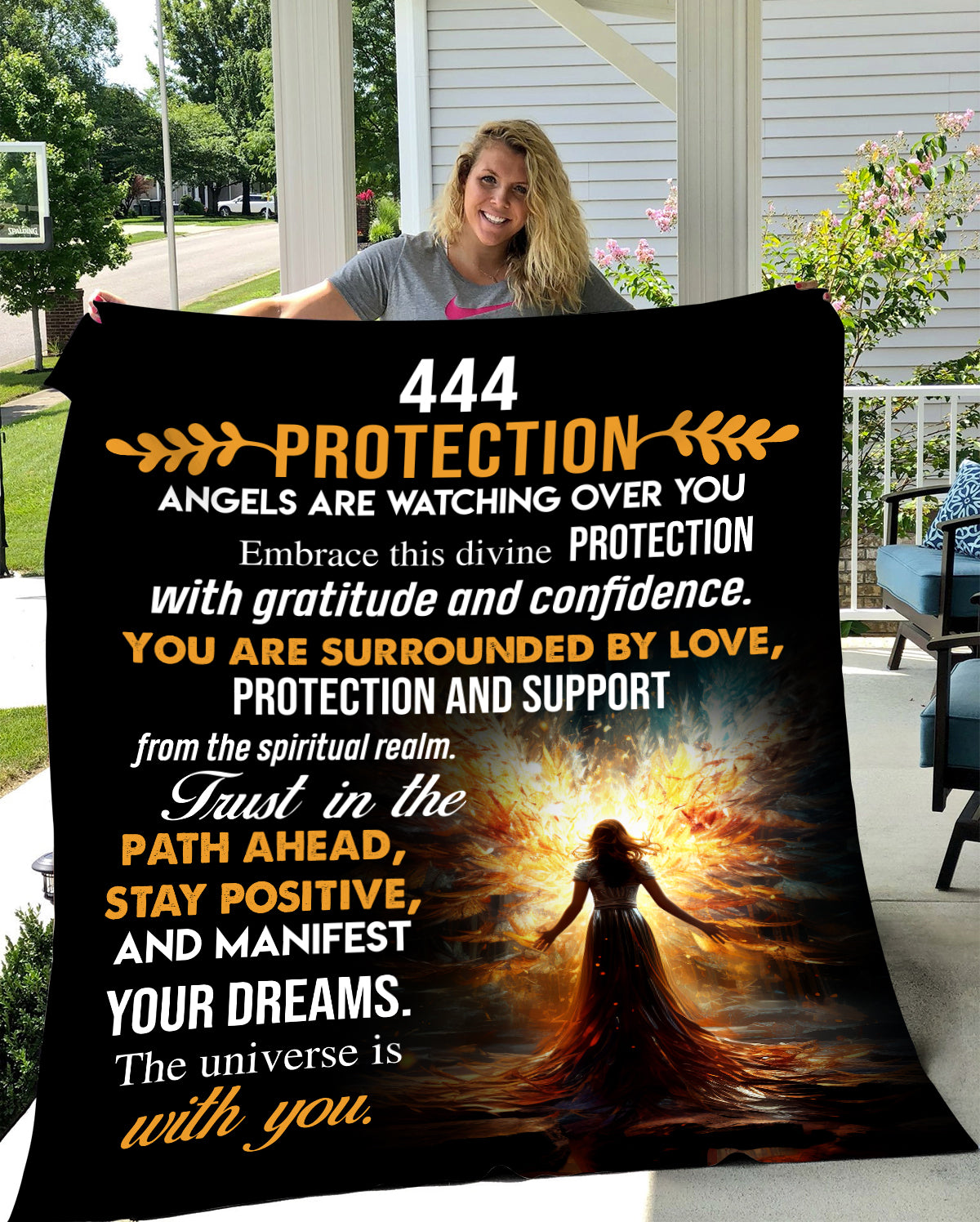 444 Angel Number Fleece Blanket- Protection Blanket: Embrace Divine Safeguarding 50x60