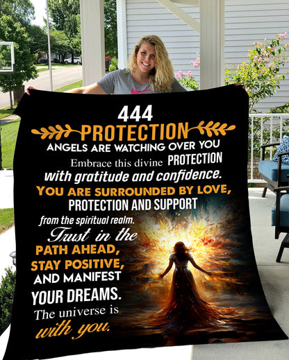 444 Angel Number Fleece Blanket- Protection Blanket: Embrace Divine Safeguarding 50x60
