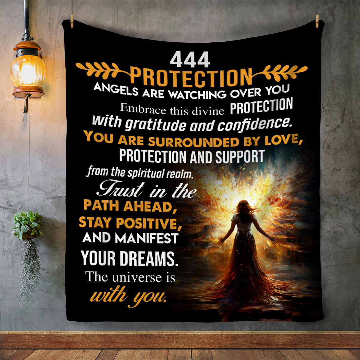 444 Angel Number Fleece Blanket- Protection Blanket: Embrace Divine Safeguarding 50x60