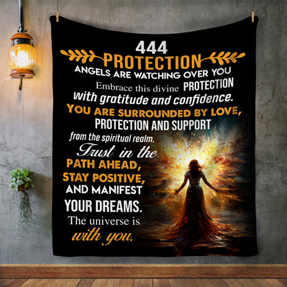 444 Angel Number Fleece Blanket- Protection Blanket: Embrace Divine Safeguarding 50x60