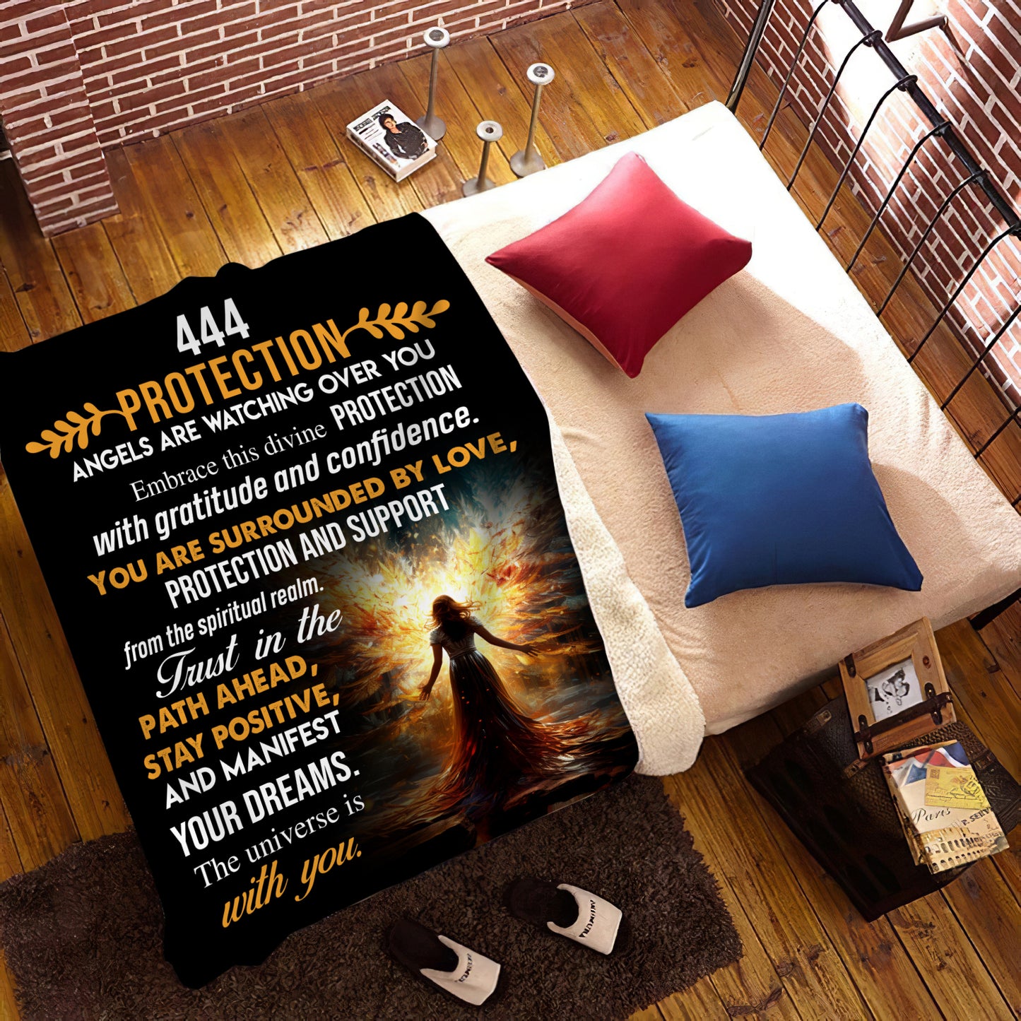 444 Angel Number Fleece Blanket- Protection Blanket: Embrace Divine Safeguarding 50x60