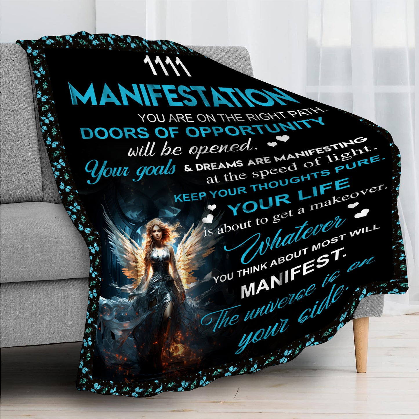 1111 Angel Number Fleece Blanket-Amplify your dreams, You are on the right Path-50x60