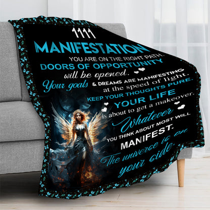 1111 Angel Number Fleece Blanket-Amplify your dreams, You are on the right Path-50x60