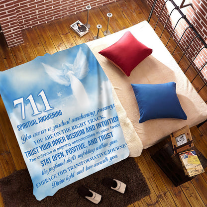 711 Angel Number Fleece Blanket- Embodies your limitless potential, a reminder to always trust in your own capabilities -50x60