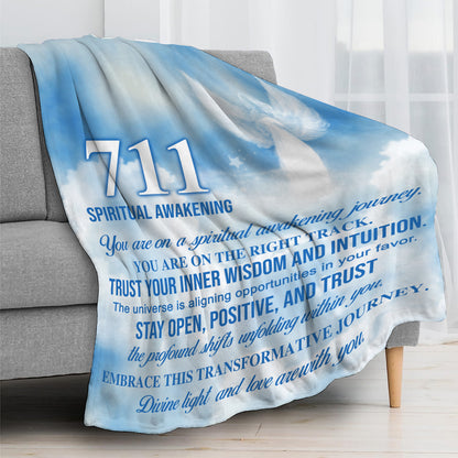711 Angel Number Fleece Blanket- Embodies your limitless potential, a reminder to always trust in your own capabilities -50x60