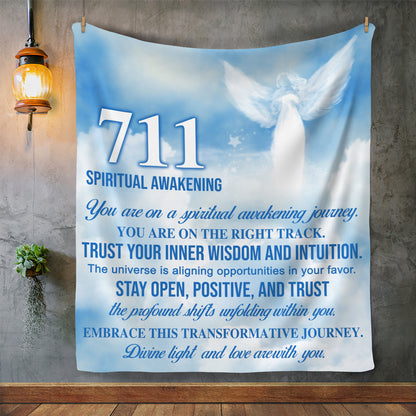 711 Angel Number Fleece Blanket- Embodies your limitless potential, a reminder to always trust in your own capabilities -50x60